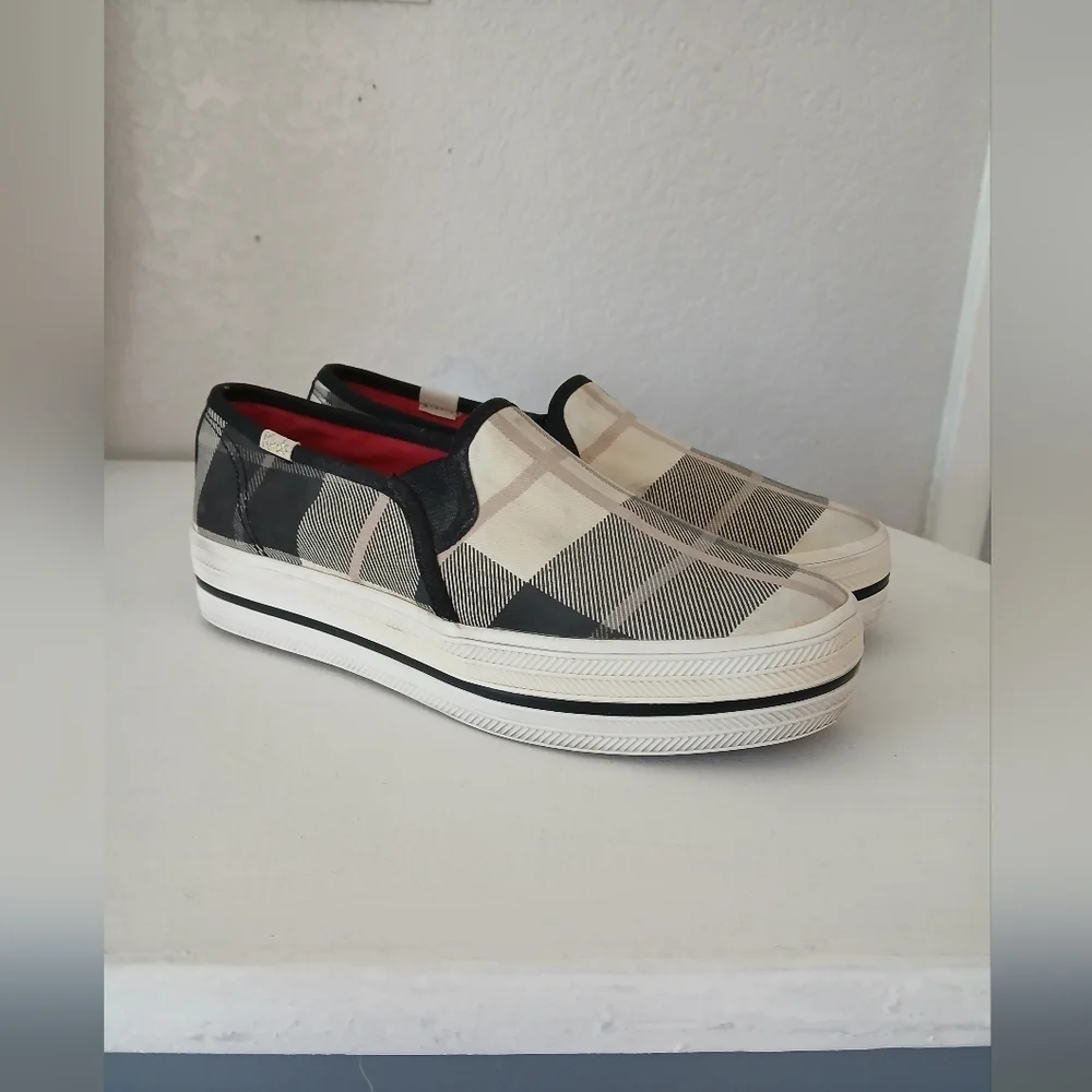 Kate Spade x Keds Woodland Plaid Slip On Platform Sneakers Shoes Size 5.5